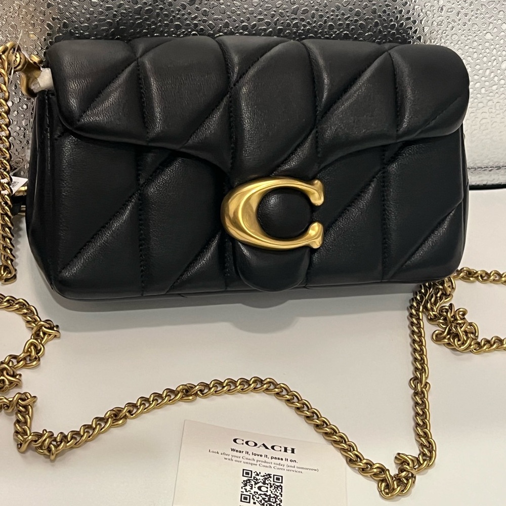 Coach Tabby 19 Wristlet Black Quilted Crossbody Bag with Gold Chain - Picture 4 of 4